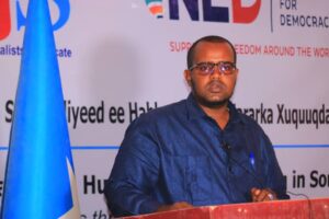 Agaasimaha Radio Cadaado, Sharma’arke Mohamed Mohamud oo ka hadlay furitaanka tababarka 9 June, 2022. | SAWIRKA/SJS.