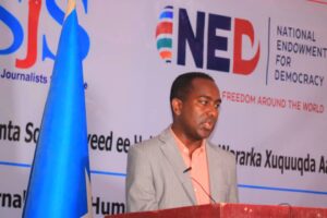 Xoghayaha Guud ee SJS, Abdalle Ahmed Mumin oo furitaanka tababarkan ka hadlay, 9 June, 2022. | SAWIRKA/SJS.